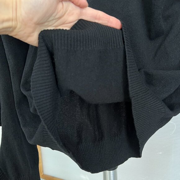 ANTHROPOLOGIE NAADAM Merino Wool Cashmere Black Ruffle Crewneck‎ Sweater Sz L - Picture 4 of 15